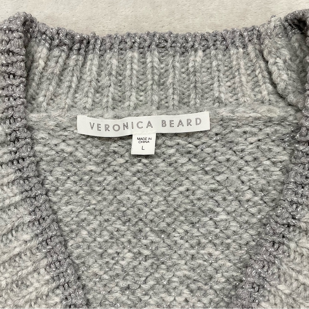 Veronica Beard Mirnie Gray V-Neck Alpaca Sweater Womens L - Picture 8 of 10